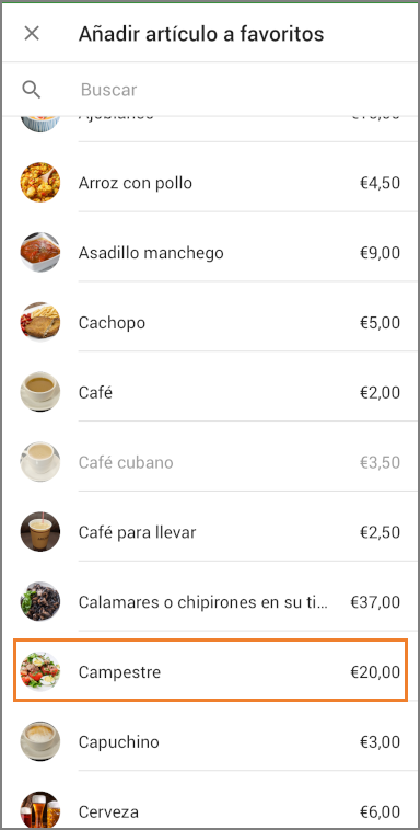 Seleziona l'articolo dall'elenco di tutti gli articoli.