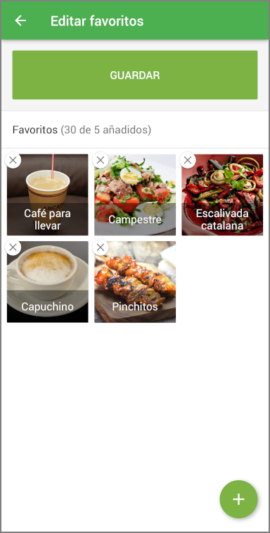 Pulse el botón 'Guardar' para finalizar la lista de favoritos.