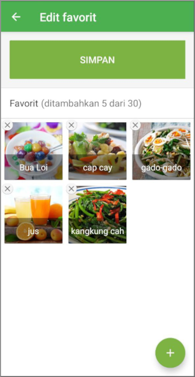 Ketuk tombol 'Simpan' untuk menyelesaikan daftar favorit.