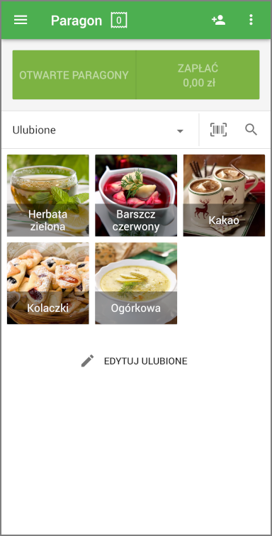 Teraz możesz używać ulubionych podczas sprzedaży, dotykając przedmiotu, aby dodać go do paragonu.