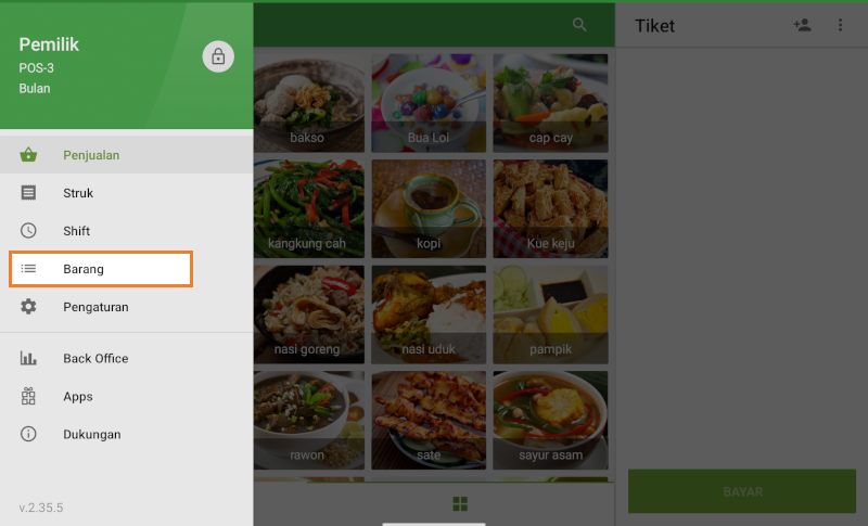 bagian Barang dari menu