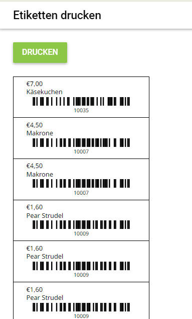 HTML-Seite mit Etiketten