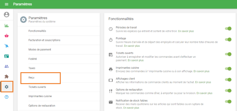 Accédez à la rubrique Paramètres