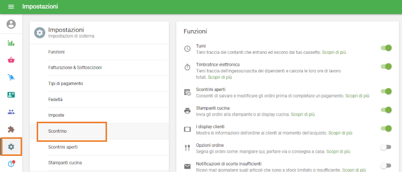 Andare su Impostazion