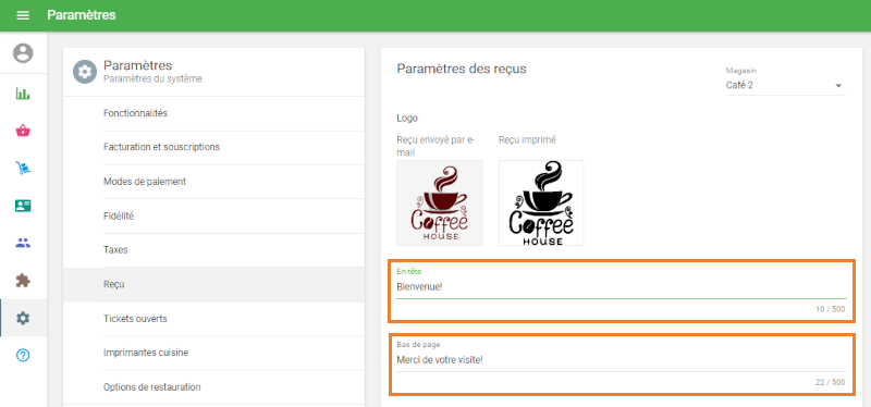 les champs «En-tête» et/ou «Pied de page»