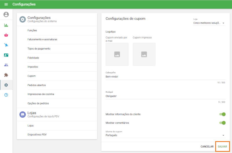 Salve as alterações