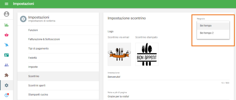 selettore del negozio