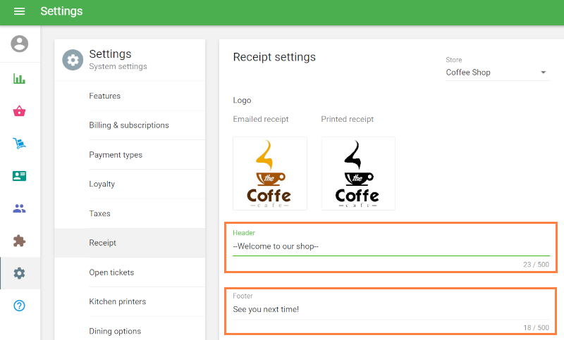 Header and Footer fields