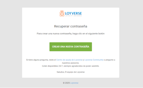 enlace «Crear una nueva contraseña»