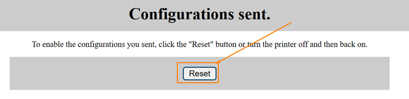 をクリックすると、プリンターが再起動し、IPアドレスの固定が完了します。
