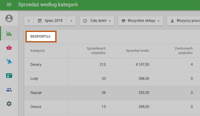przycisk „Eksportuj”
