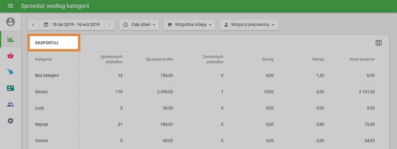 przycisk „Eksportuj”