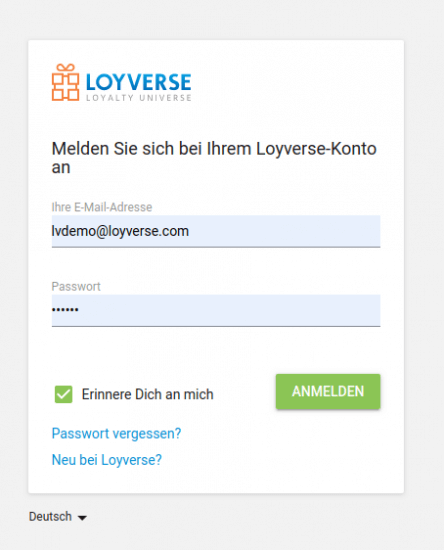 Geben Sie die registrierte E-mail und das Passwort ein.