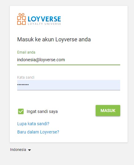 Masukkan email yang telah terdaftar dan kata sandi.