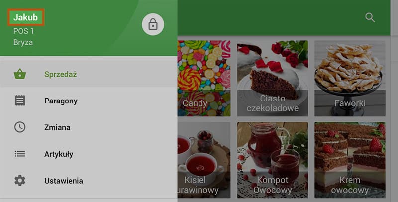 nazwisko użytkownika w nagłówku menu