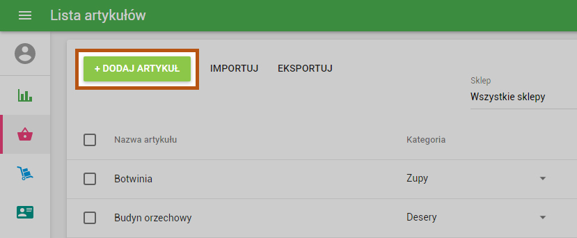 przycisk „Dodaj artykuł”