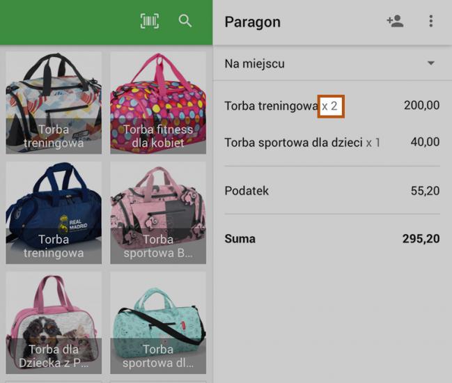 Jeśli zeskanujesz ten sam kod kreskowy jeszcze raz, liczba artykułów zwiększy się o jeden.