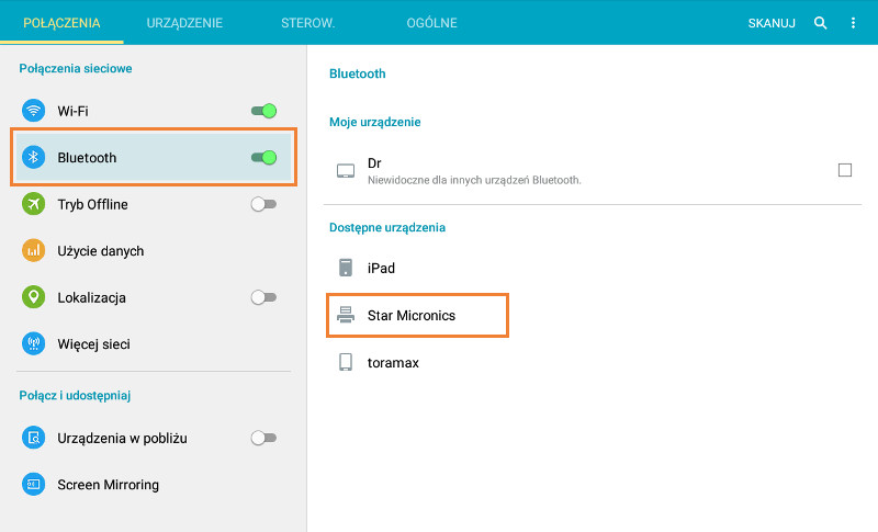 wyszukiwanie urządzenia Bluetooth