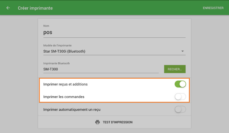 Сhoose les paramètres de votre imprimante selon