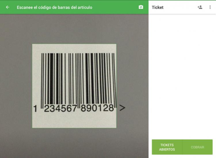 Apuntando al código de barras con la cámara