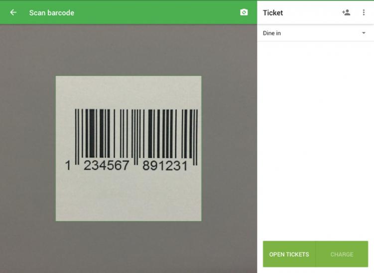 Pointing the camera at the barcode