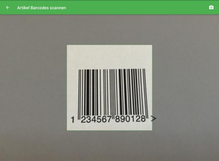 Der Bildschirm mit der Kamera wird aktiviert, also richten Sie die Kamera auf den Barcode.