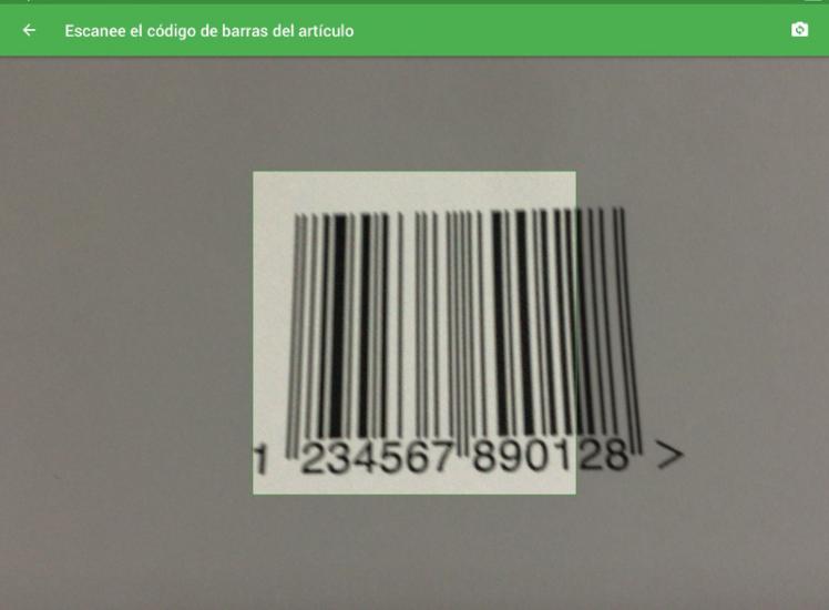 Lector de código de barras en la pantalla