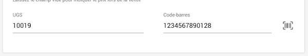 La caméra va scanner le code-barres et renseignez le numéro du code-barres pour le champ code-barres.