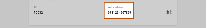 numer kodu kreskowego w polu Kod kreskowy