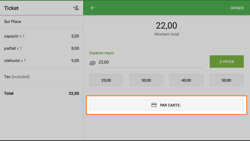 le bouton 'Par Carte'