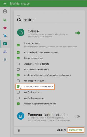 Ouvrir le tiroir-caisse sans faire de vente