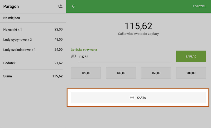 przycisk „Karta”