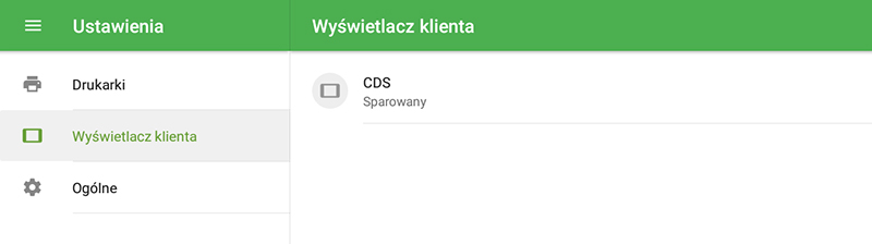 podłączony wyświetlacz klienta na liście