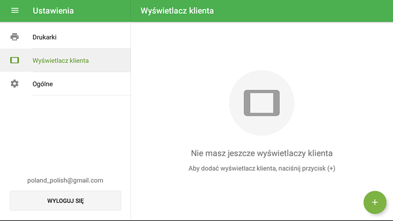 Naciśnij przycisk „+”, aby dodać wyświetlacz klienta.