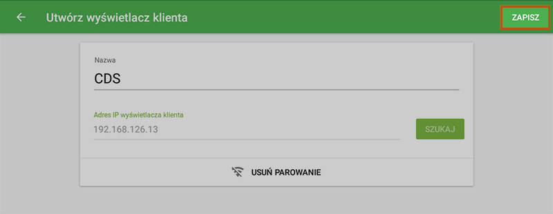 przycisk „Podłącz” zmieni się na „Odłącz”