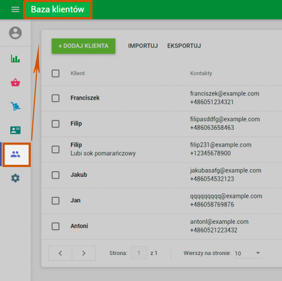 Bazę klientów