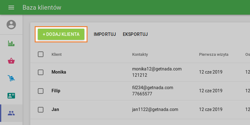 przycisk „+ Dodaj klienta”