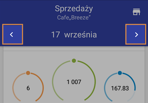 Możesz poruszać się w czasie w przód i w tył, dotykając strzałek w lewo i w prawo od daty.