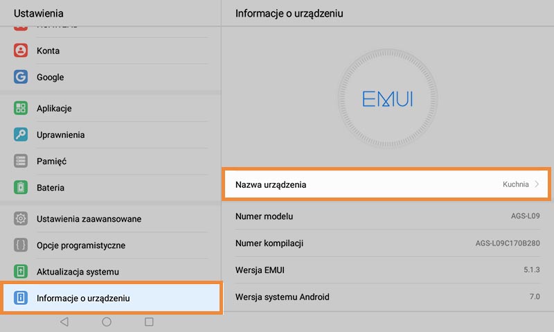 Android, przejdź do opcji Ustawienia