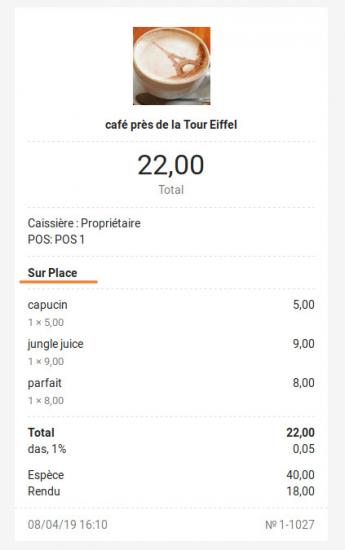 Option de restauration sur le reçu électronique