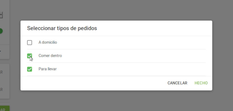 el tipo de pedido al que se aplica la exención del impuesto