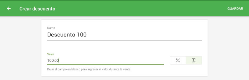 Escoja el tipo de descuento