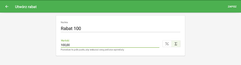 Utworz rabat