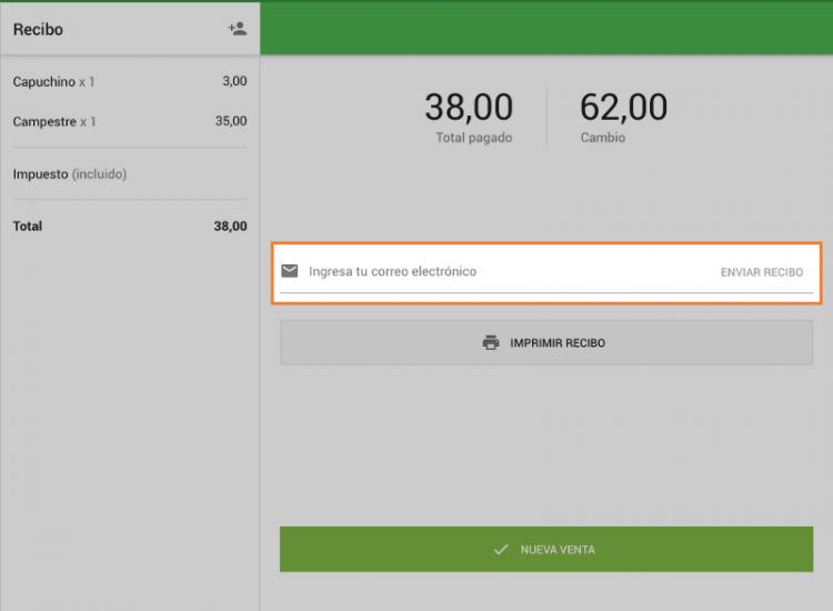 el campo ‘Introducir email’ y pulse el botón ‘Enviar recibo’