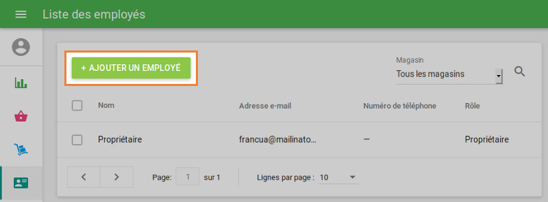 Créer employé en cliquant sur le bouton «Ajouter un employé»