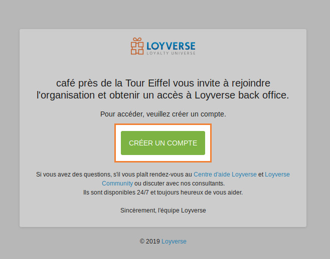 le bouton «Créer un compte».