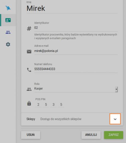 dostęp pracowników do sklepów