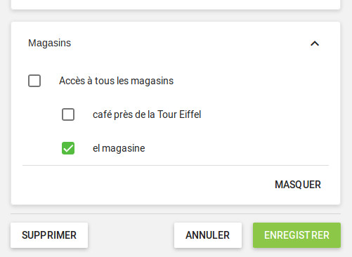 votre employé à un magasin en particulier