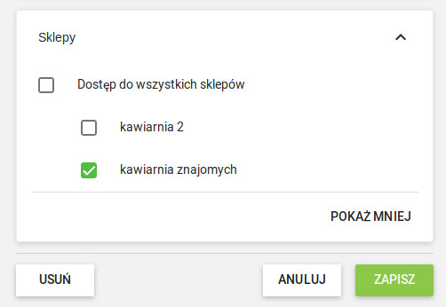  dostęp pracowników do sklepów