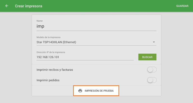 Impresión de prueba
